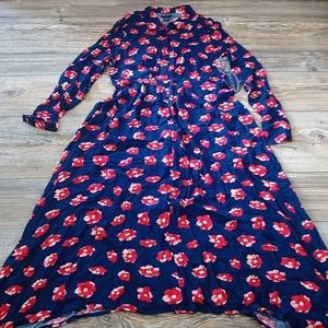 Scoop NYC Navy Maxi Dress with Red Floral Print